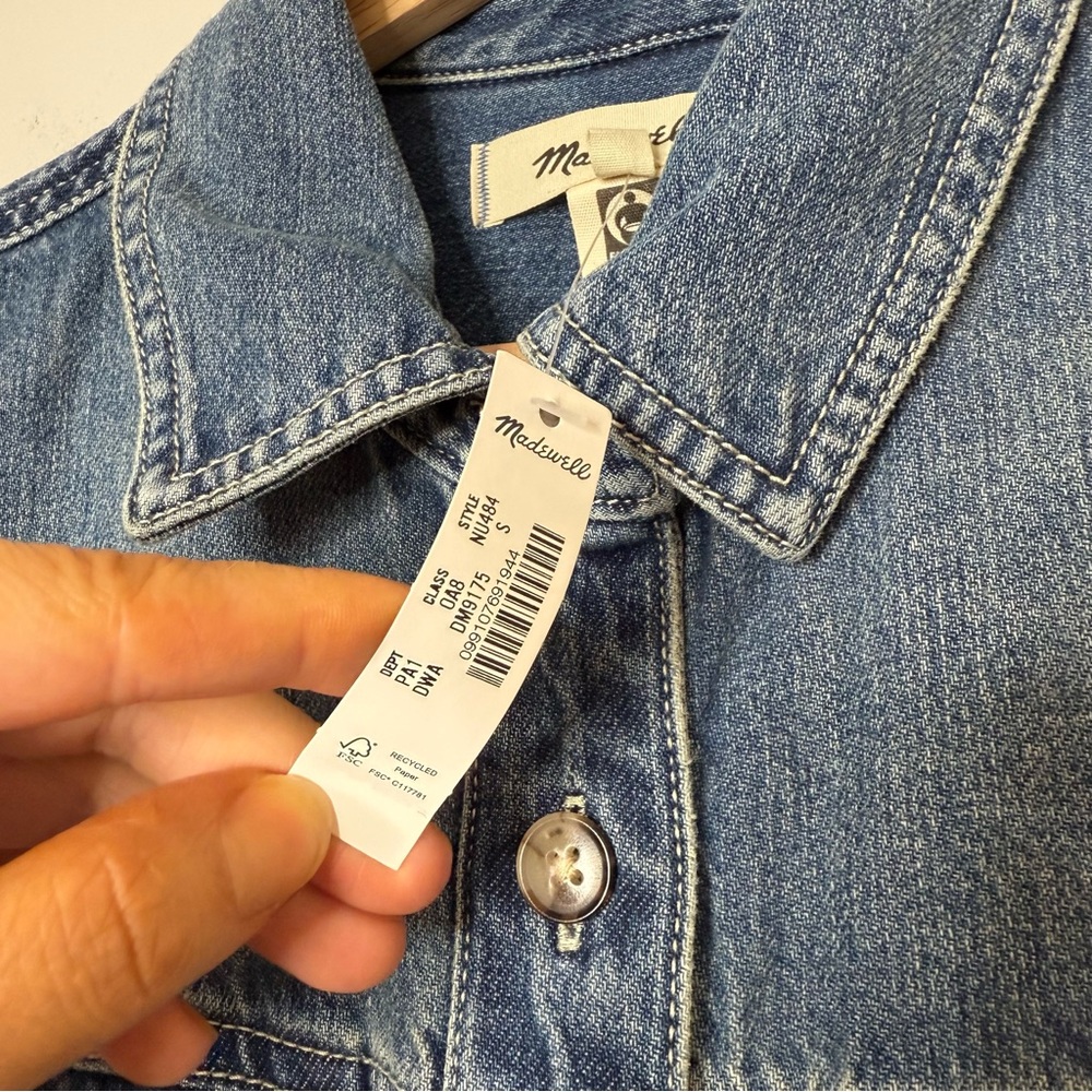 Madewell Denim Boxy Shirtdress in Demarco Wash size small - Picture 10 of 12
